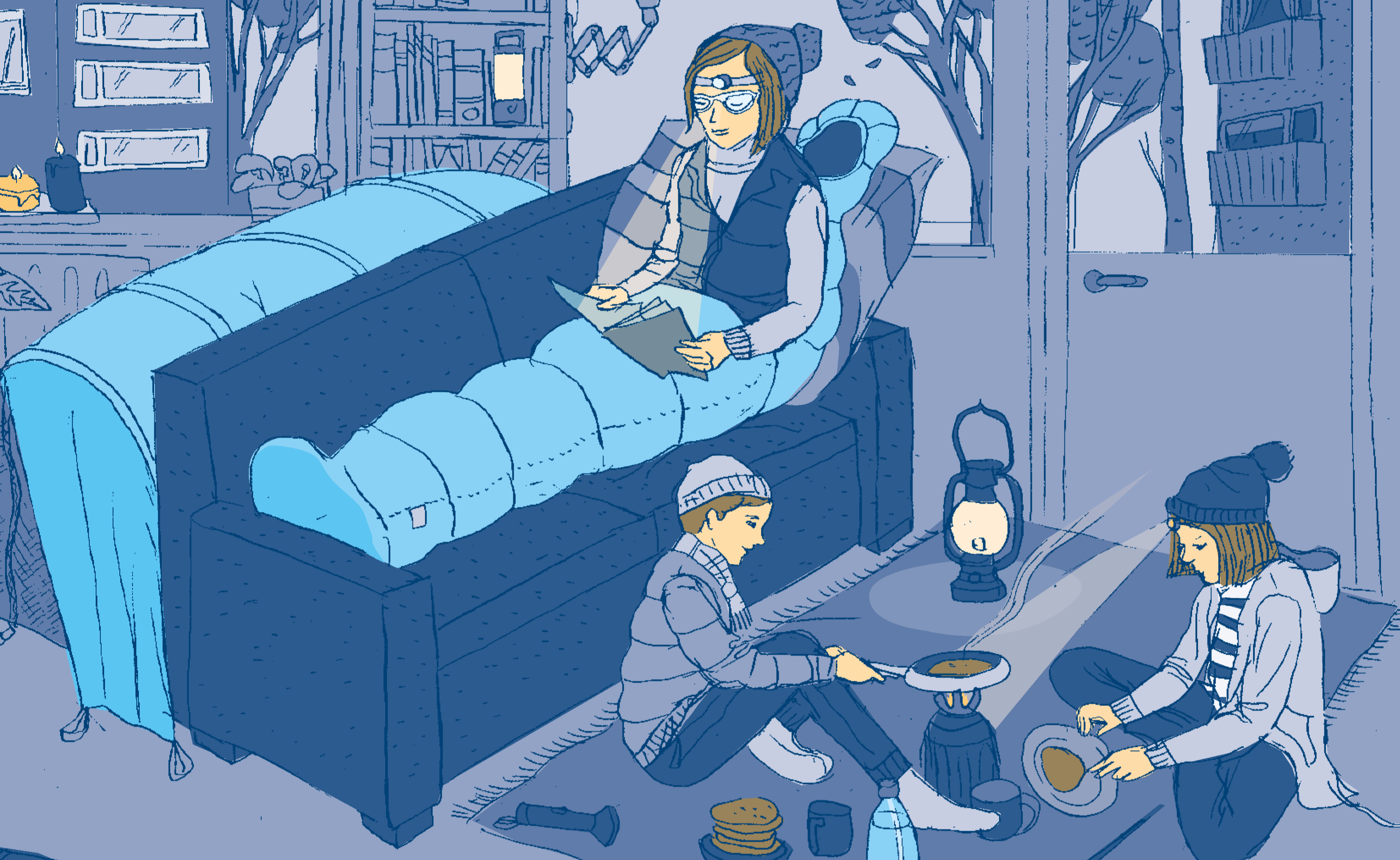 Päällä oleva taskulamppu pöydällä pimeässä.